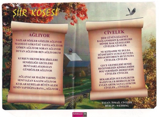 Berlinde yayınlanan şiir lerimden bir demet.